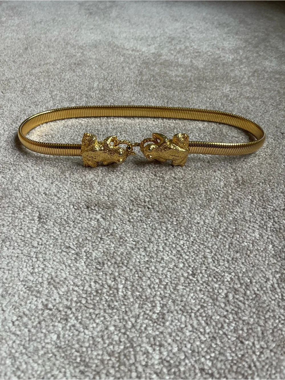 Mimi di N Vintage Gold Plated Frog Flex stretch Chain Belt 1970s Small